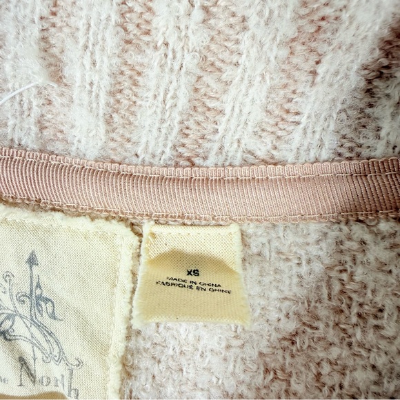 Anthropologie Angel Of The North Cowl Neck Cable Knit Cream Wool Sweater XS - Picture 8 of 13